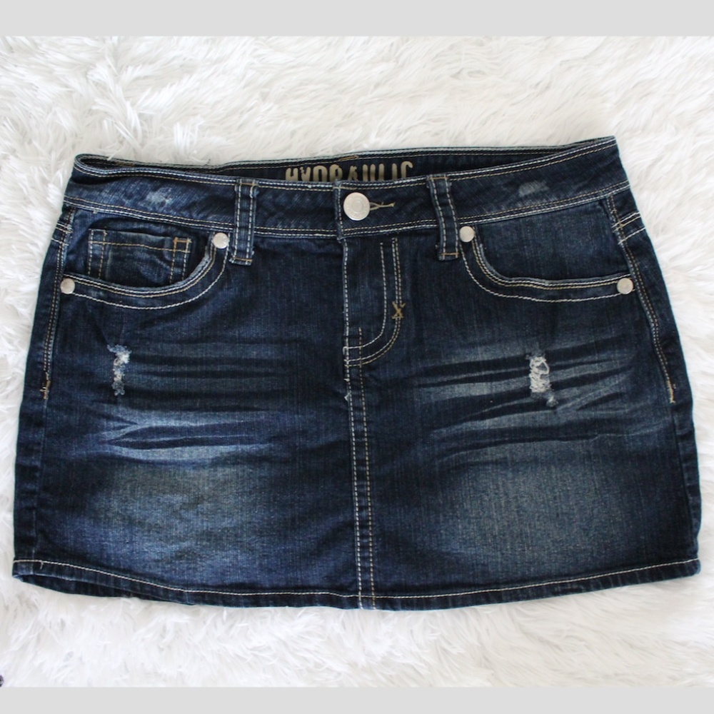 Hydraulic Denim Mini Skirt Size 9/10